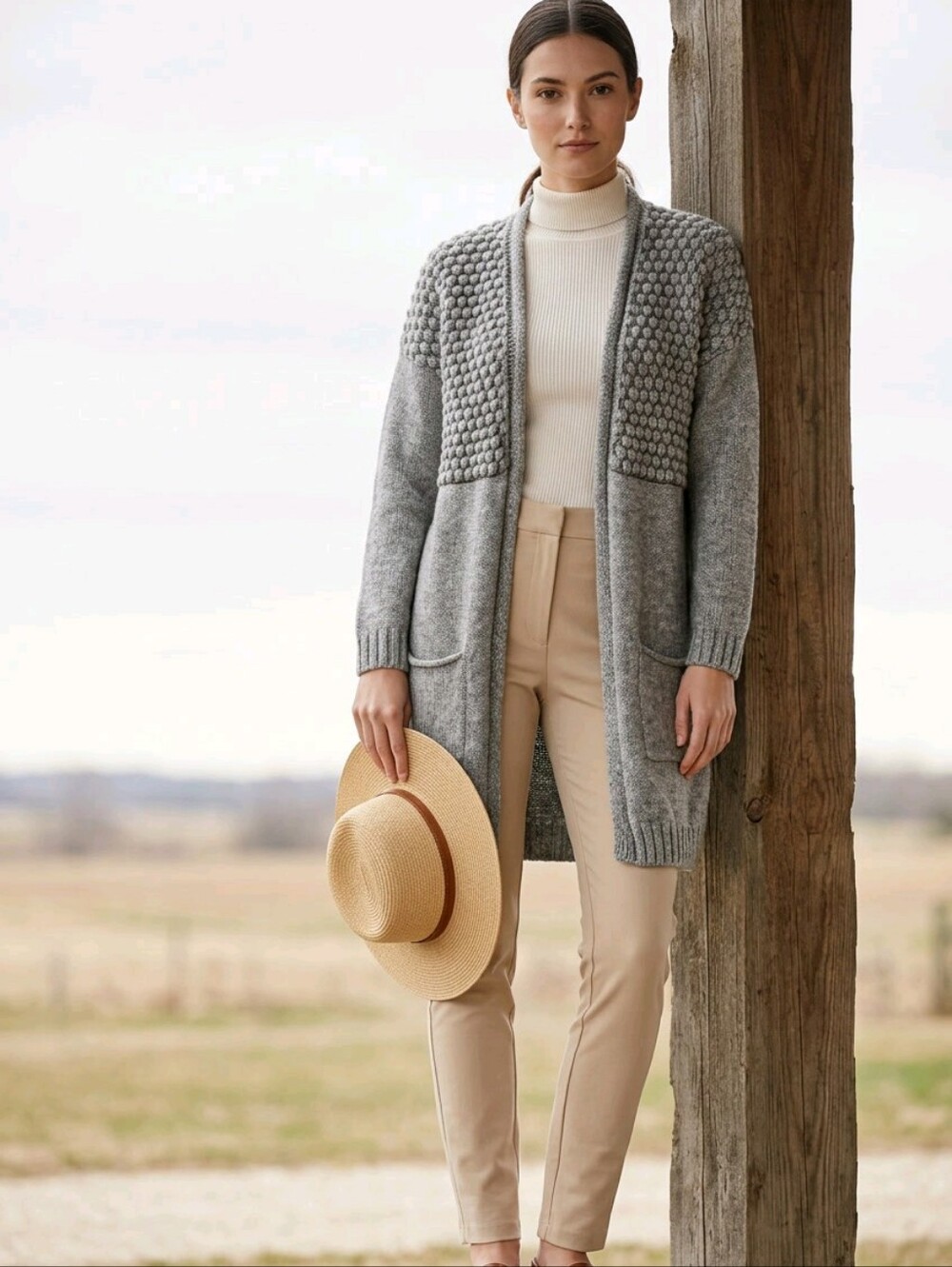 Elsamanda Grey Open Front Cardigan Sweater.  Size S